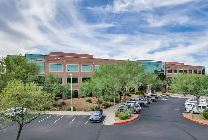 Office buildings and palo verde trees in Norterra, North Phoenix